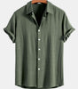 Linen Rayon Blend Button Up Shirt & Straight Leg Linen Pants