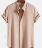 Muscle Fit Ribbed Stand Collar Shirt