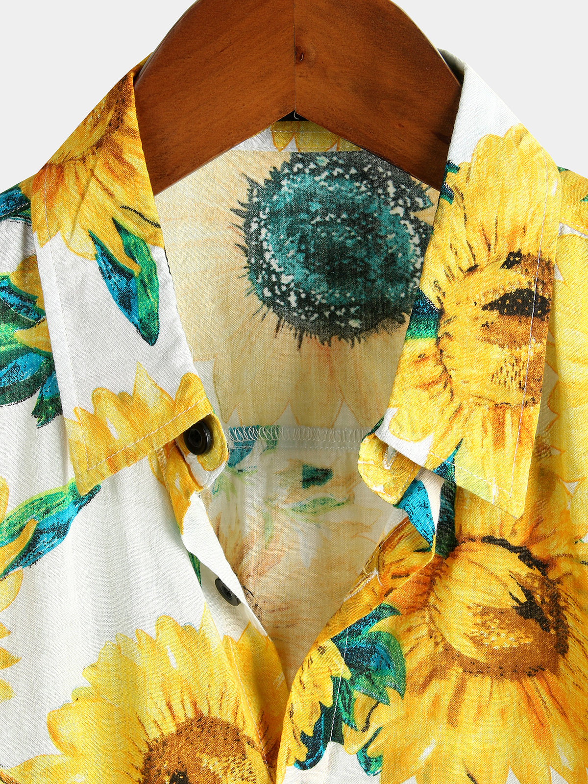 Men's Short Sleeve Hawaiian Shirt with Sunflower Print