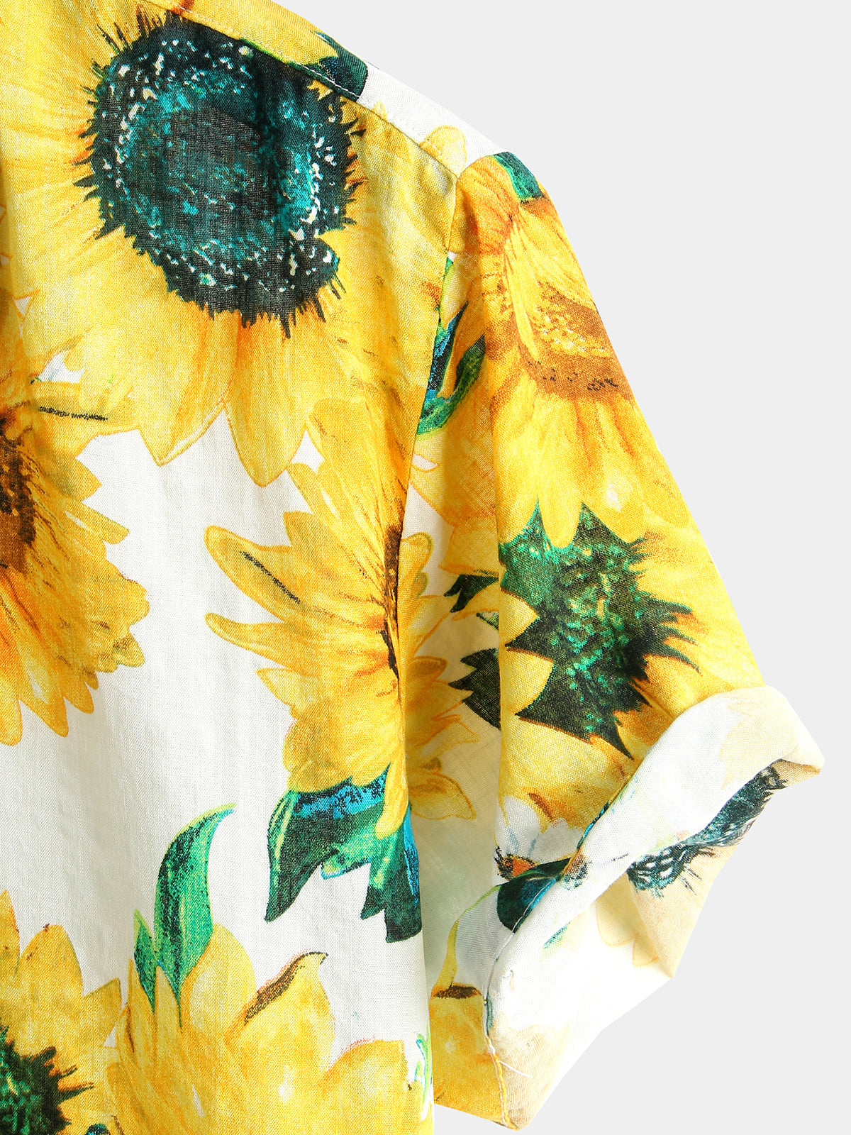 Men's Short Sleeve Hawaiian Shirt with Sunflower Print