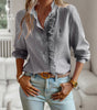 R. Lauren Blouse with Ruffles – Soft Structure & Classic Button Placket