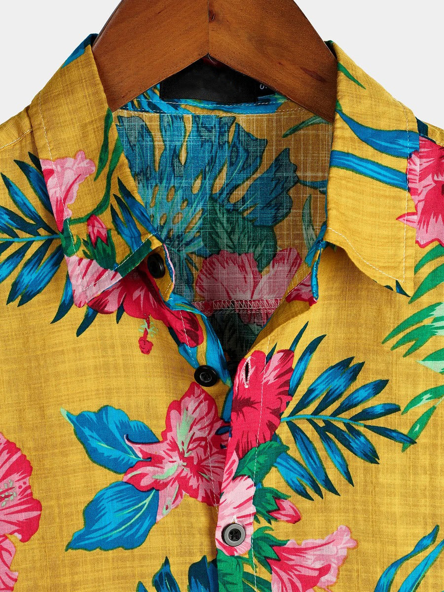 men's pure cotton shirt with Hawaiian holiday print