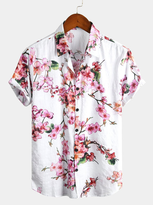 men's pure cotton Hawaiian holiday print shirt