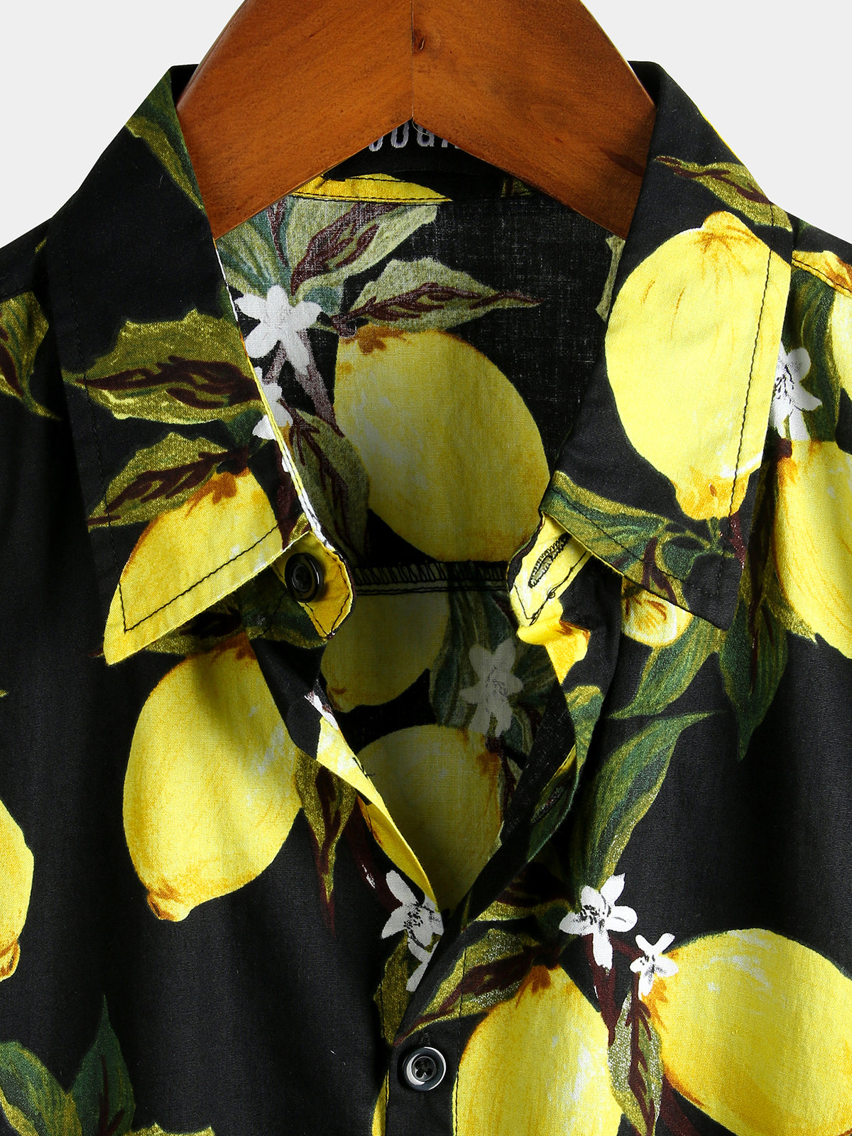 Hawaiian Beach Summer Holiday Short Sleeve Shirt with Tropical Lemon Print for Men