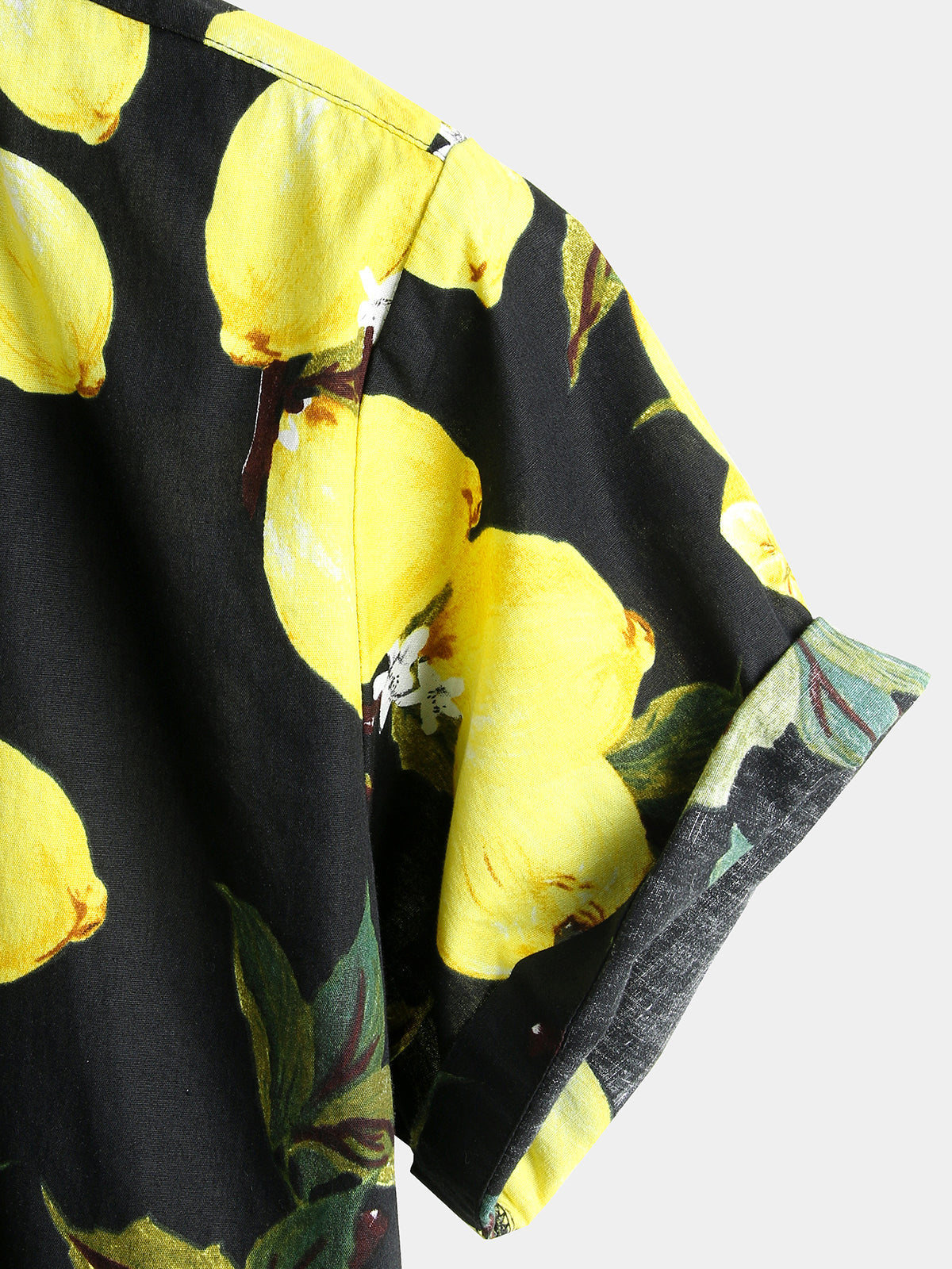 Hawaiian Beach Summer Holiday Short Sleeve Shirt with Tropical Lemon Print for Men