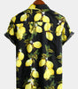 Hawaiian Beach Summer Holiday Short Sleeve Shirt with Tropical Lemon Print for Men