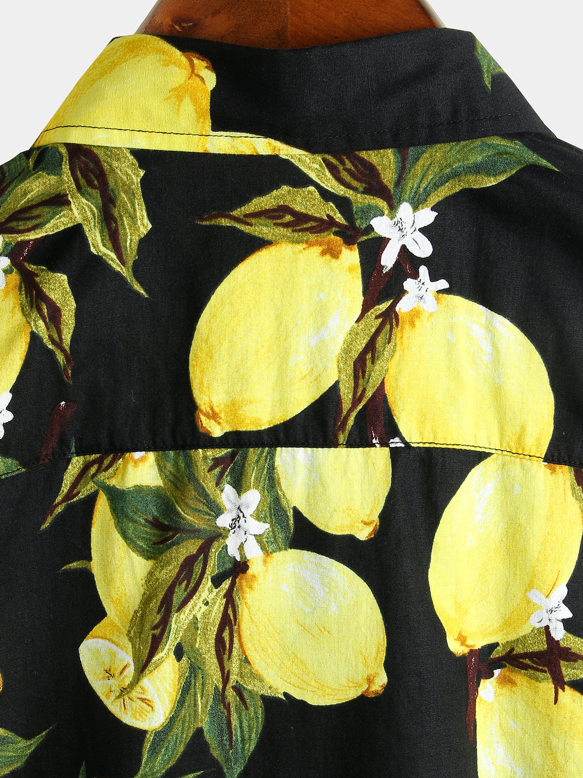 Hawaiian Beach Summer Holiday Short Sleeve Shirt with Tropical Lemon Print for Men