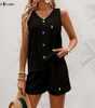 R. Lauren Top with Buttons & Shorts Set