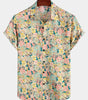 Men's Short-Sleeved Floral Cotton Shirt