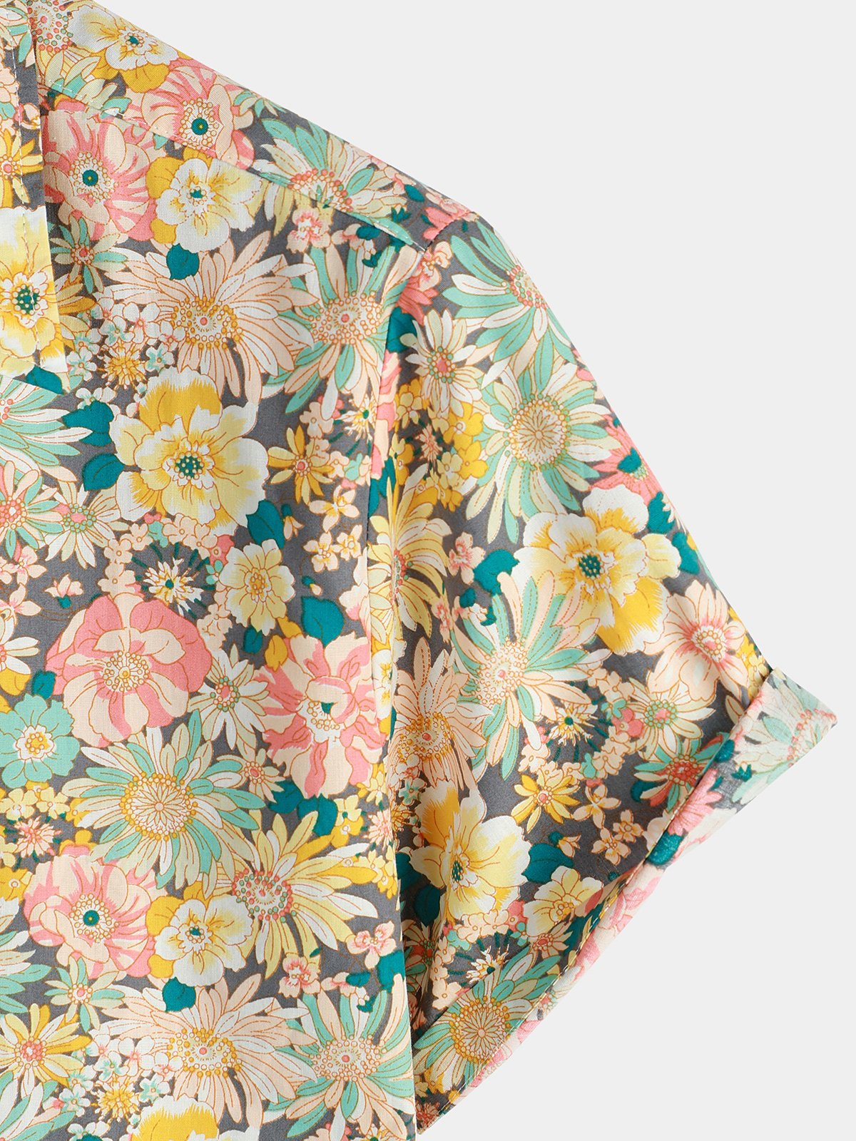 Men's Short-Sleeved Floral Cotton Shirt
