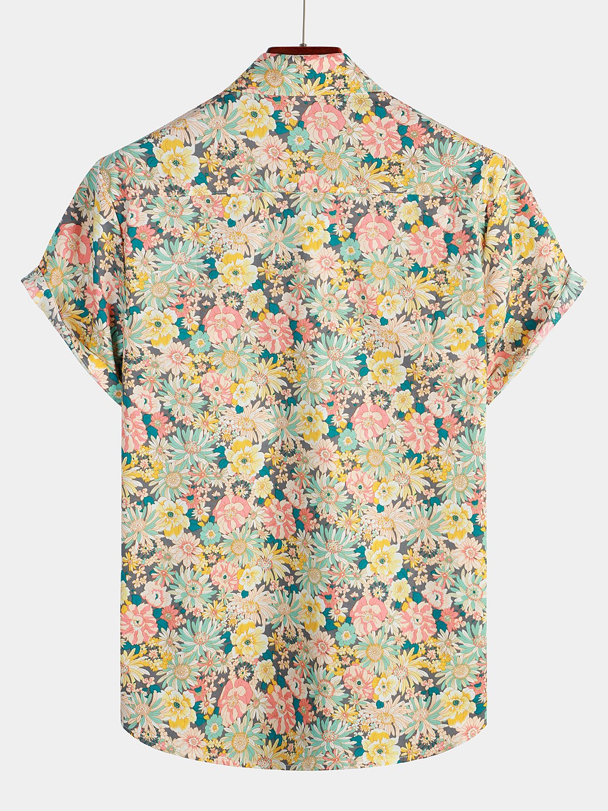 Men's Short-Sleeved Floral Cotton Shirt