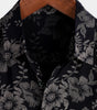 Navy Blue Hawaiian Short-Sleeve Shirt with Floral Print for Men