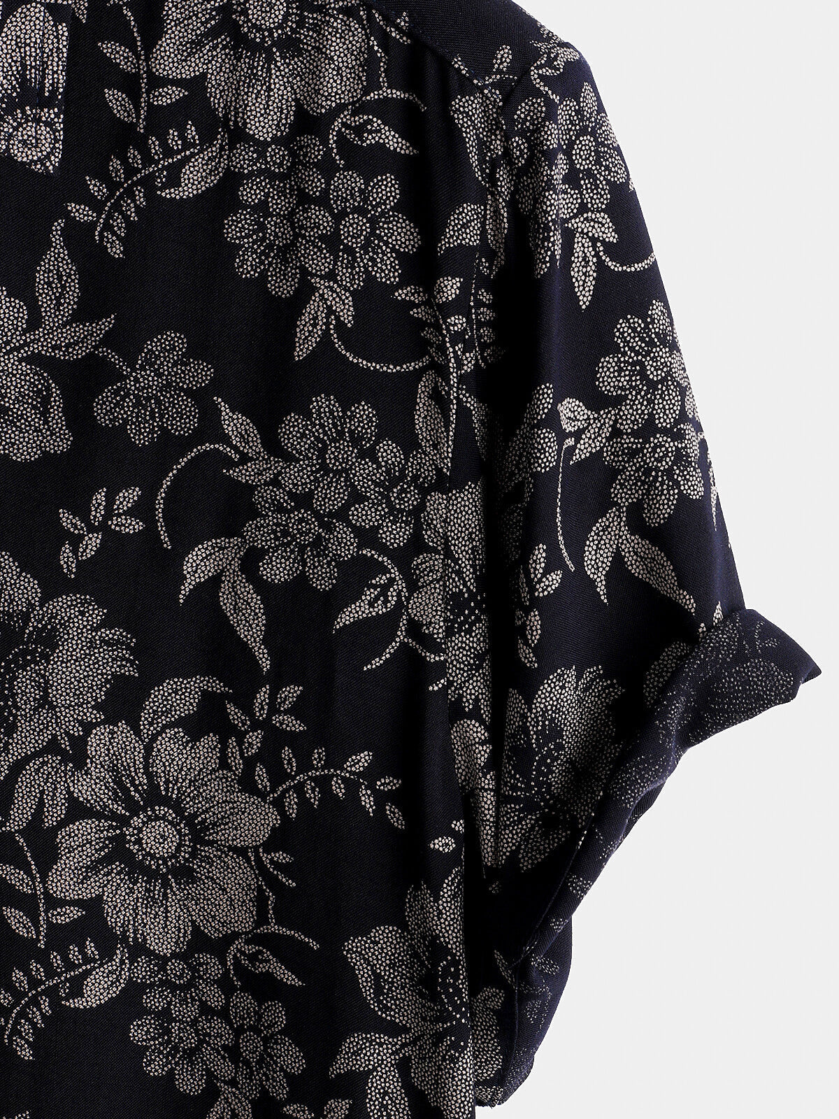 Navy Blue Hawaiian Short-Sleeve Shirt with Floral Print for Men