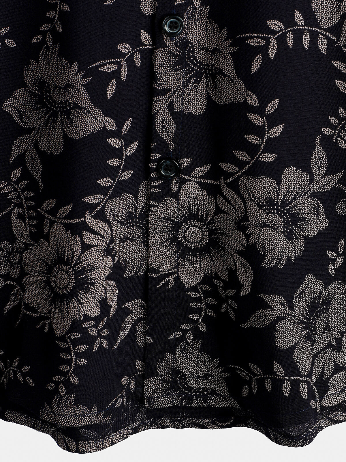 Navy Blue Hawaiian Short-Sleeve Shirt with Floral Print for Men