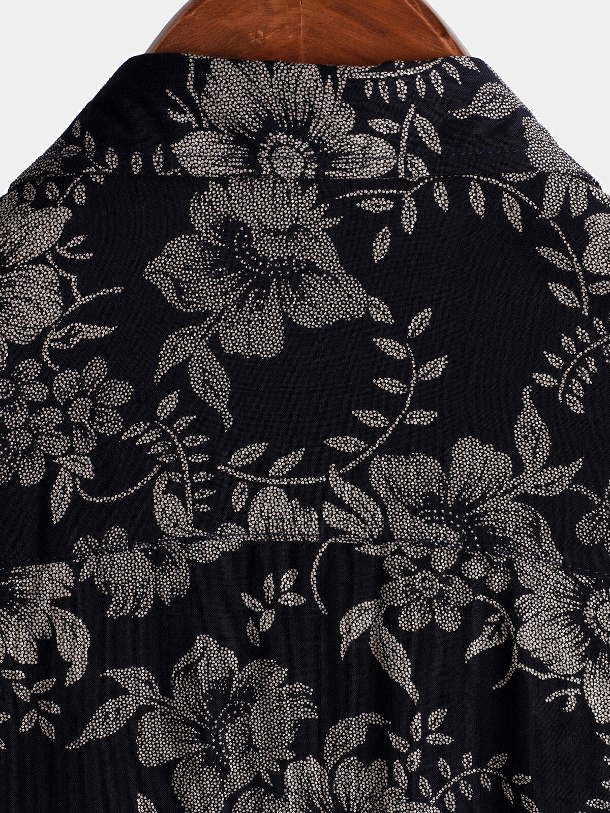 Navy Blue Hawaiian Short-Sleeve Shirt with Floral Print for Men