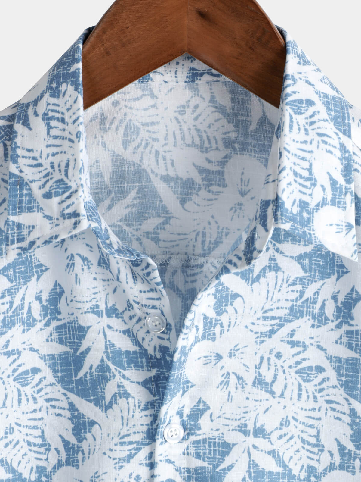 Men's Blue Short-Sleeved Button-Up Hawaiian Shirt
