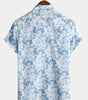 Men's Blue Short-Sleeved Button-Up Hawaiian Shirt
