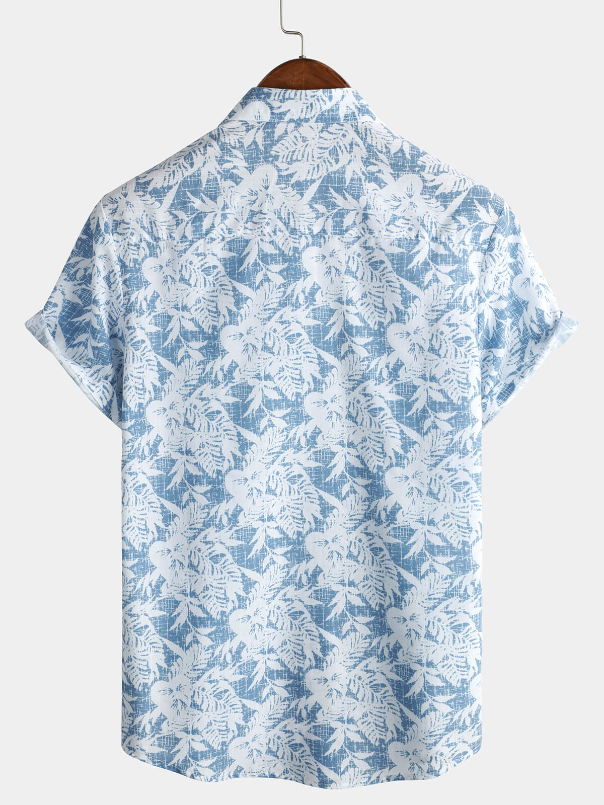 Men's Blue Short-Sleeved Button-Up Hawaiian Shirt