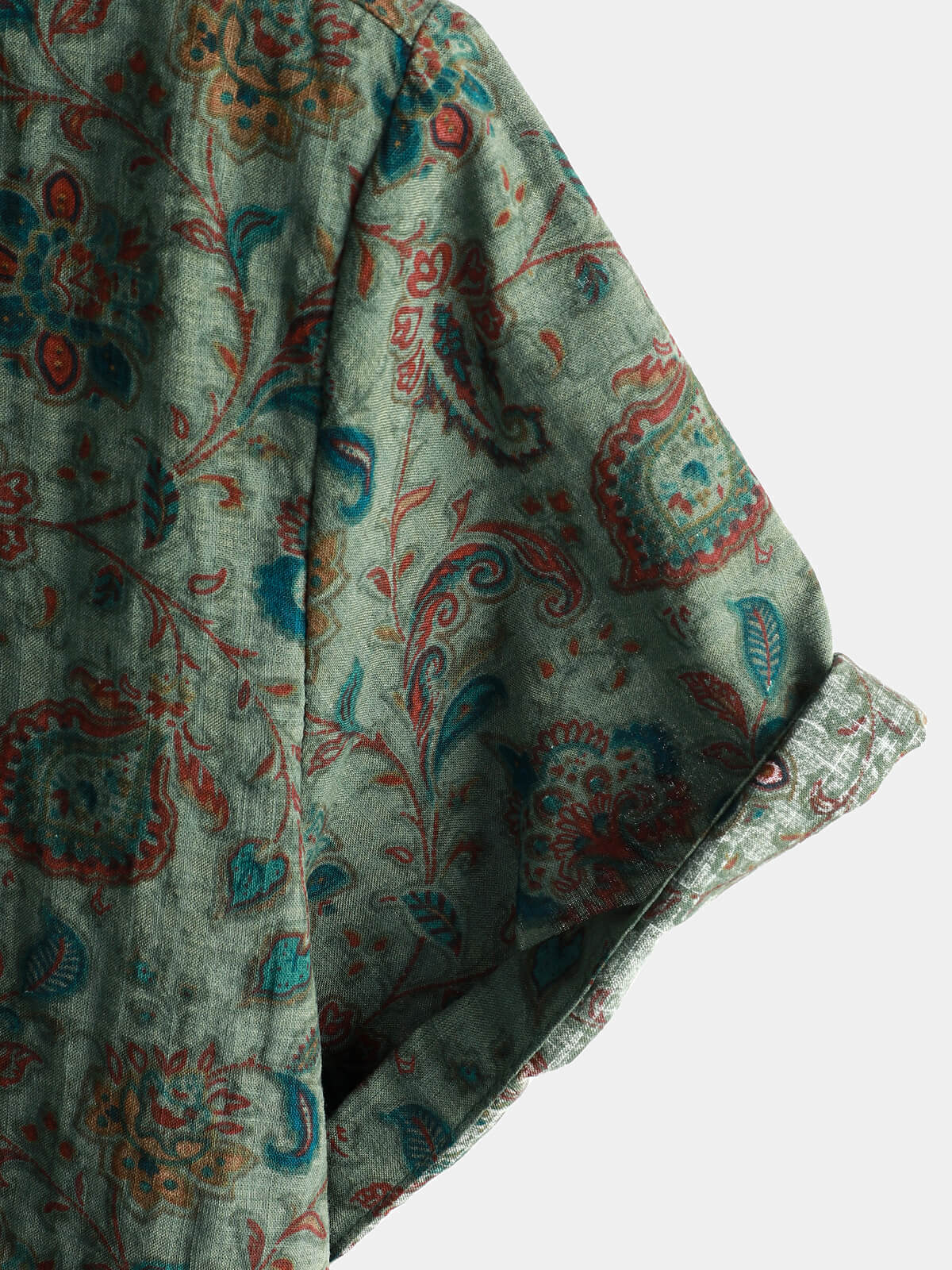 Vintage Short-Sleeved Button-Up Shirt for Men Retro 70s Paisley Pattern
