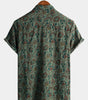 Vintage Short-Sleeved Button-Up Shirt for Men Retro 70s Paisley Pattern