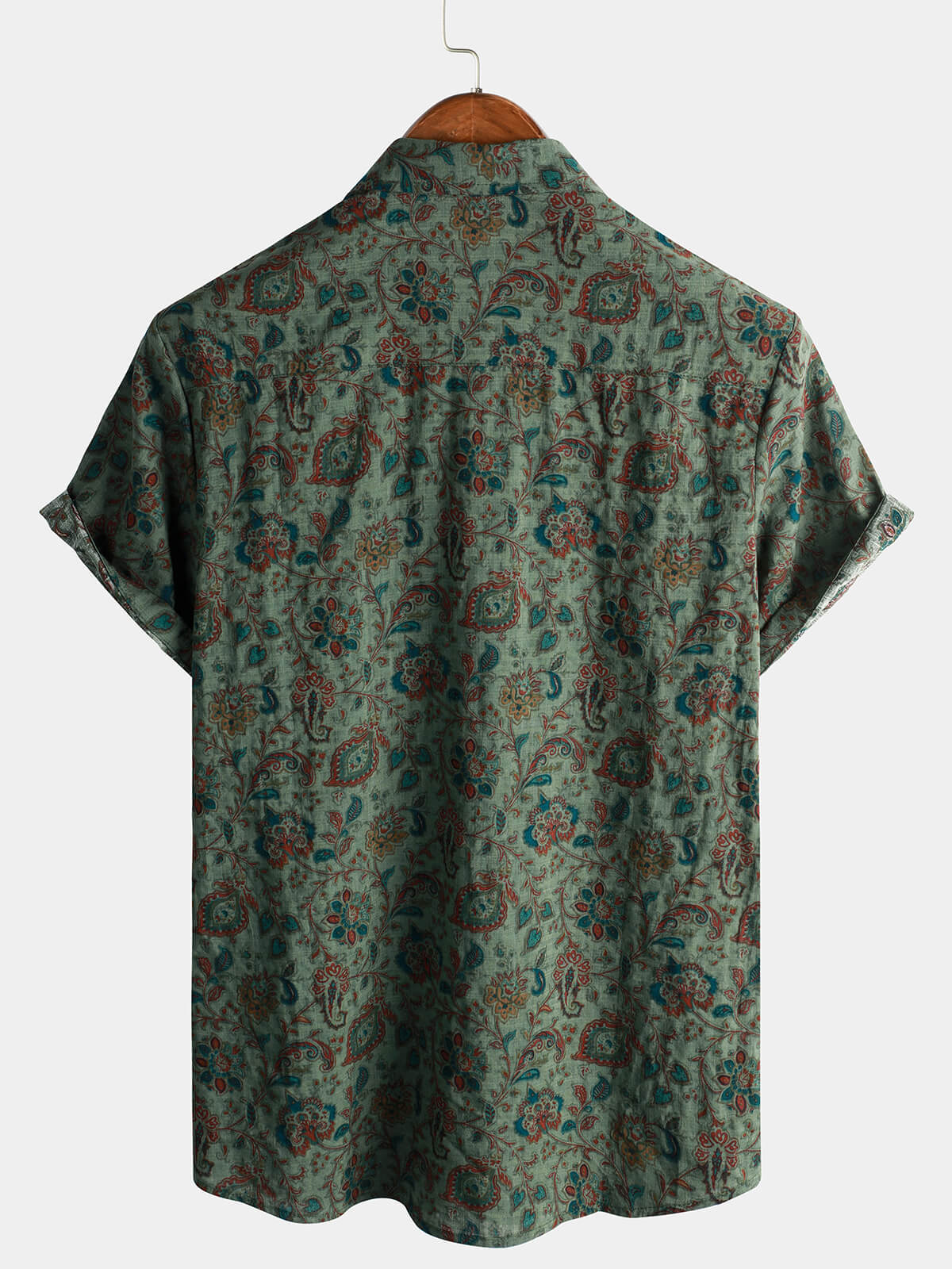 Vintage Short-Sleeved Button-Up Shirt for Men Retro 70s Paisley Pattern