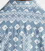 Vintage Blue Retro Button-Up Short Sleeve Cotton Shirt for Men