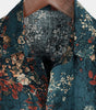 Men's Retro Floral Short-Sleeve Button-Up Cotton Shirt
