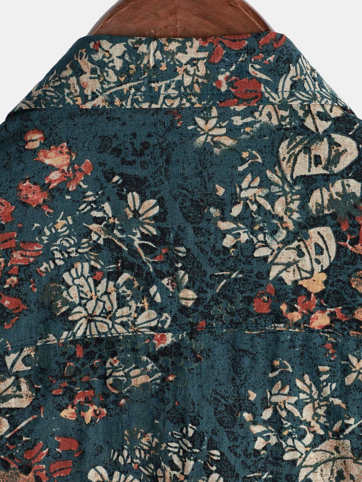 Men's Retro Floral Short-Sleeve Button-Up Cotton Shirt