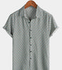 Casual Vintage Geometric Short-Sleeved Button-Up Shirt for Men