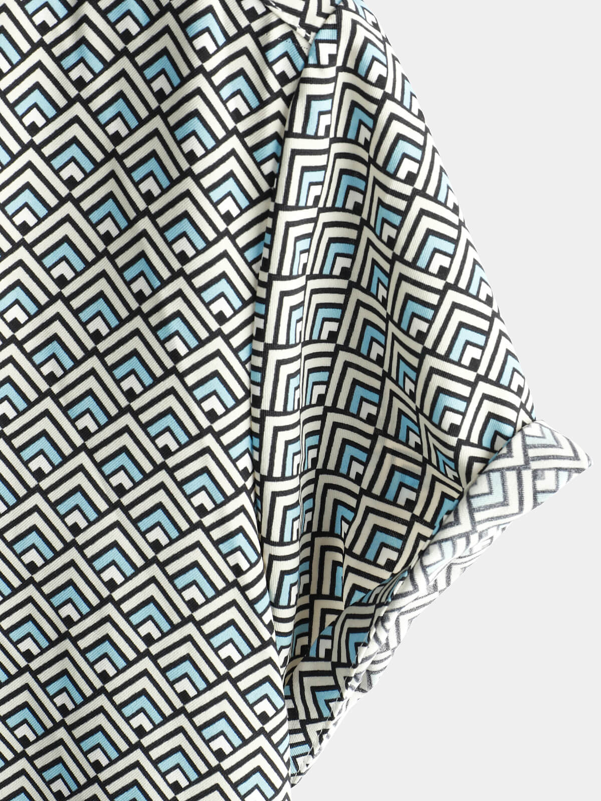 Casual Vintage Geometric Short-Sleeved Button-Up Shirt for Men