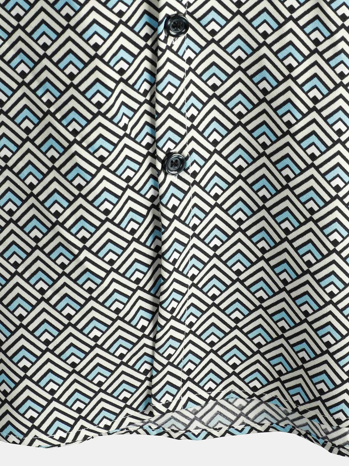 Casual Vintage Geometric Short-Sleeved Button-Up Shirt for Men