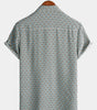 Casual Vintage Geometric Short-Sleeved Button-Up Shirt for Men