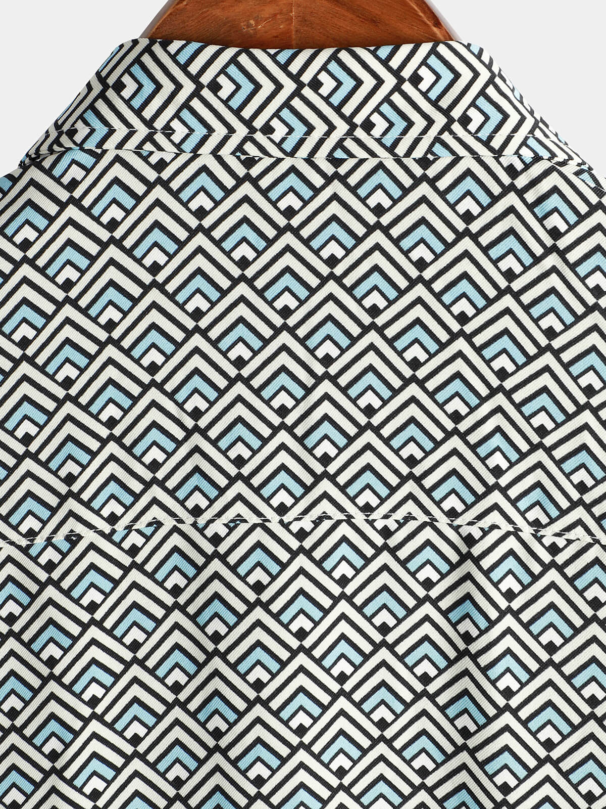 Casual Vintage Geometric Short-Sleeved Button-Up Shirt for Men