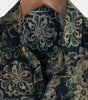 Men's Short Sleeve Green Cotton Shirt, Casual, Vintage, Floral Buttons, Holiday