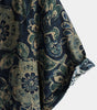 Men's Short Sleeve Green Cotton Shirt, Casual, Vintage, Floral Buttons, Holiday