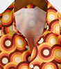 Men's Vintage 70s Orange Geometric Circle Summer Beach Short Sleeve Shirt