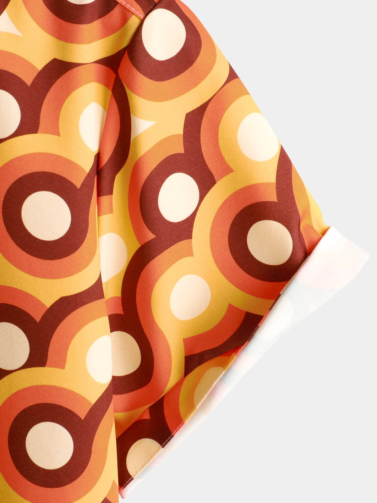 Men's Vintage 70s Orange Geometric Circle Summer Beach Short Sleeve Shirt