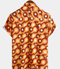 Men's Vintage 70s Orange Geometric Circle Summer Beach Short Sleeve Shirt