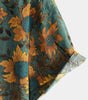 Retro Sunflower Short Sleeve Breathable Cotton Summer Shirt for Men