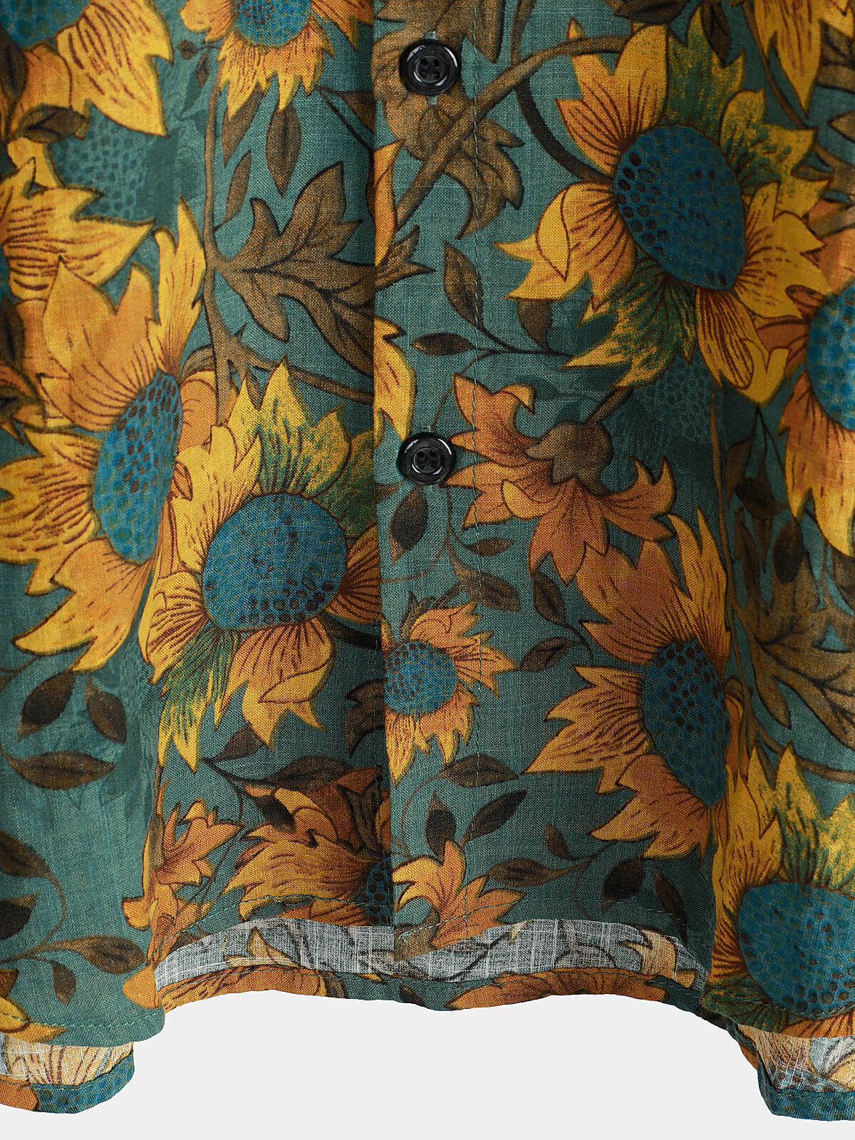 Retro Sunflower Short Sleeve Breathable Cotton Summer Shirt for Men