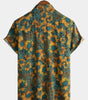 Retro Sunflower Short Sleeve Breathable Cotton Summer Shirt for Men