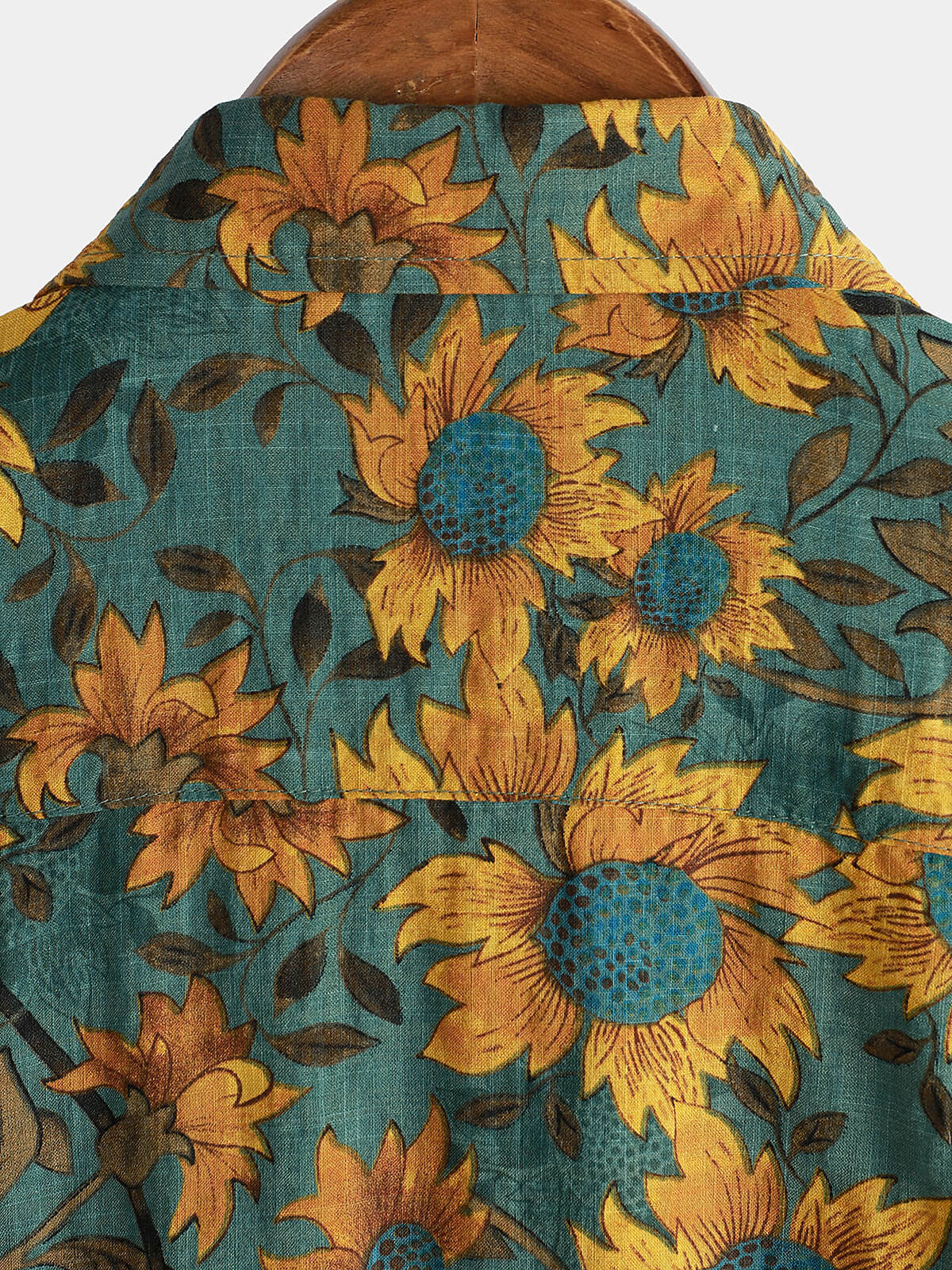 Retro Sunflower Short Sleeve Breathable Cotton Summer Shirt for Men