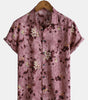 Men's Vintage Floral Short Sleeve Breathable Cotton Button-Up Shirt