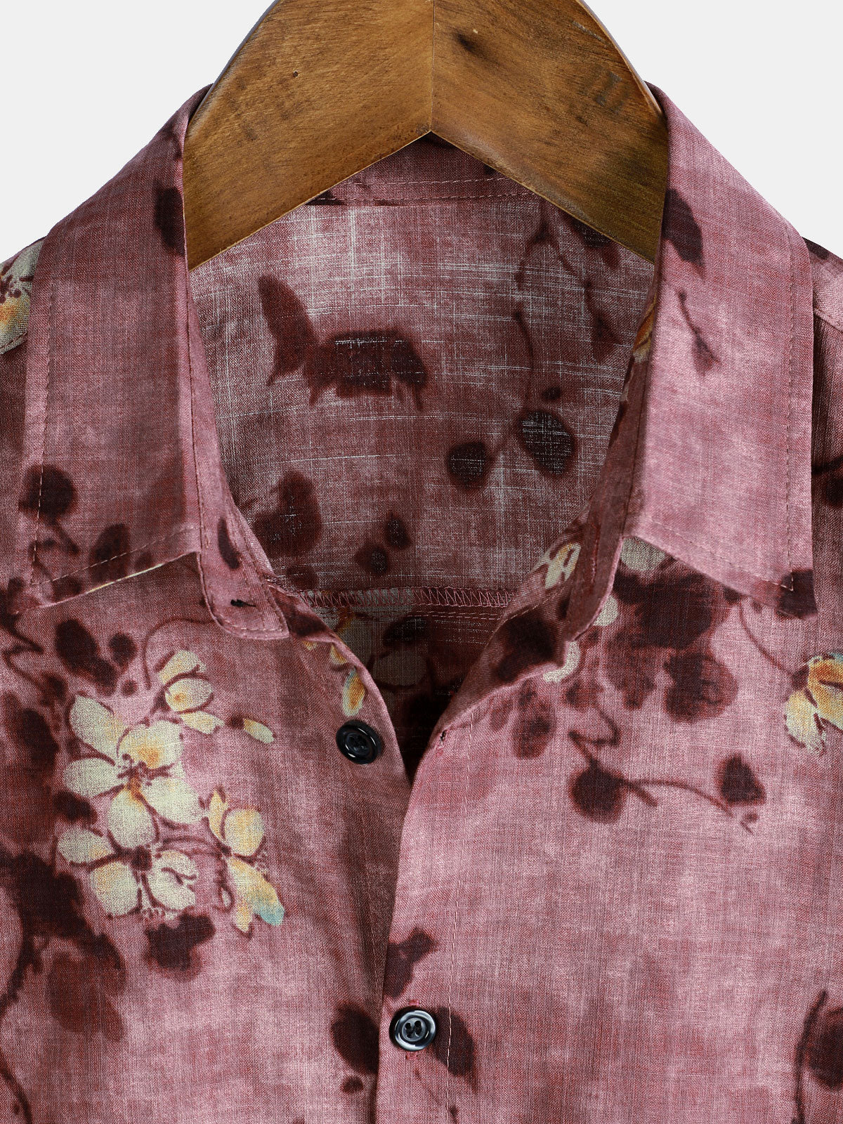 Men's Vintage Floral Short Sleeve Breathable Cotton Button-Up Shirt