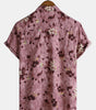 Men's Vintage Floral Short Sleeve Breathable Cotton Button-Up Shirt