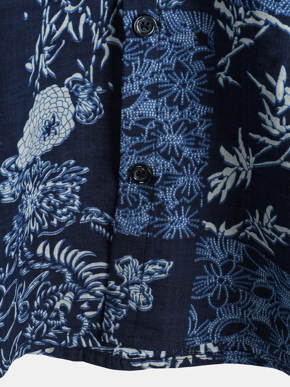 Men's Retro Navy Blue Floral Print Short Sleeve Summer Shirt