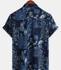 Men's Retro Navy Blue Floral Print Short Sleeve Summer Shirt