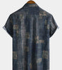 Men's Casual Short Sleeve Summer Shirt, Patchwork Print, Vintage Style