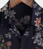 Men's Short Sleeve Rayon Shirt, Vintage, Navy Blue, Holidays, Summer, Floral Beach