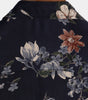 Men's Short Sleeve Rayon Shirt, Vintage, Navy Blue, Holidays, Summer, Floral Beach
